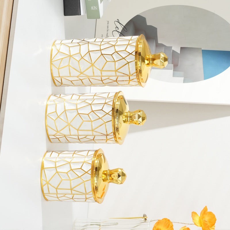 3PCs White & Gold Plastic Airtight Container3PCs White & Gold Plastic Airtight Container