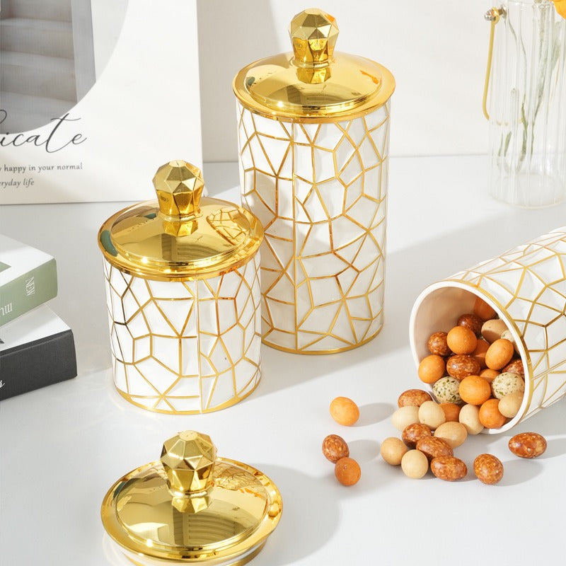 3PCs White & Gold Plastic Airtight Container3PCs White & Gold Plastic Airtight Container