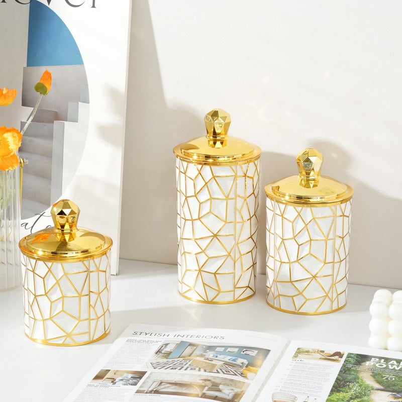 3PCs White & Gold Plastic Airtight Container3PCs White & Gold Plastic Airtight Container